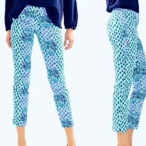 Lilly Pulitzer Size 2 Kelly Skinny Ankle Pants Resort White Toe In Print